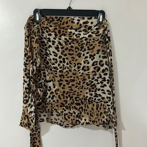 Leopard print mini wrap skirt